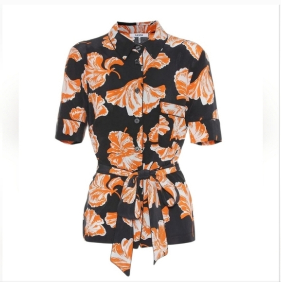 GANNI Geroux Floral Printed Silk Shirt - Picture 6 of 10